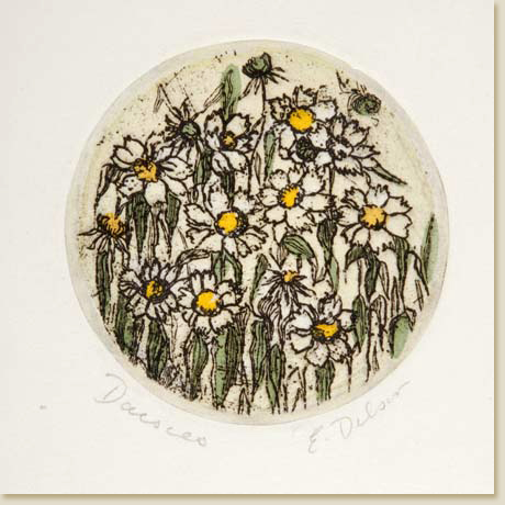 Floral Roundel Series: Daisies by Elizabeth Delson