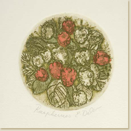 Floral Roundel Series: Raspberries by Elizabeth Delson