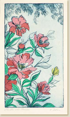 Flower Series 04: Garden with Peonies by Elizabeth Delson